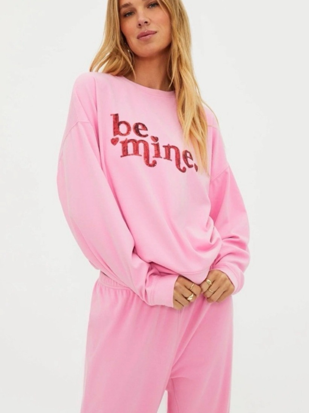 Beach Riot Pink 'Be Mine' Devyn Lounge Sweatshirt Top